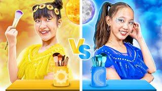 Day Girl vs Night Girl With One Colored Makeover Challenge - Baby Doll TV