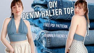Denim Halter Top DIY - Easy Sewing Tutorial with Free Pattern  Sew & Style
