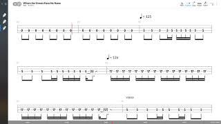 U2 - Where The Streets Have No Name BASS TAB PLAY ALONG