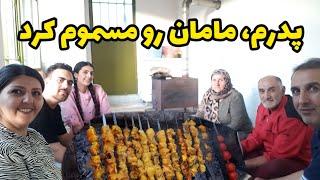 ولاگ دورهمی # در باغ چیدن آلوچه و سم پاشیی درختان  # احسان برامون جوجه کباب درست کرد