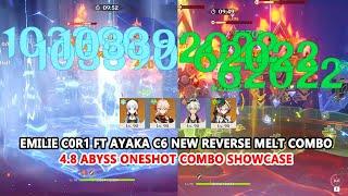 Emilie C0R1 ft Ayaka C6 New Burning Reverse Melt Combo  4.8 Abyss Oneshot Combo Showcase