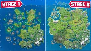 All Water Drop Levels in Fortnite Chapter 2 Season 3 Stage 1 to Stage 8 Map Evolution Season 13