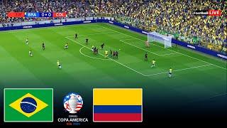 LIVE  BRAZIL vs COLOMBIA I COPA AMERICA 2024 - MATCH LIVE TODAY  REALISTIC PES