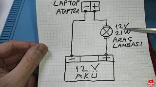 LAPTOP ADAPTÖRÜ İLE AKÜ ŞARJ ETME  NOTEBOOK ŞARJ CİHAZI İLE AKÜ ŞARJ ETME  car battery charger