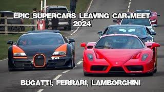 EPIC SUPERCARS LEAVING CAR MEET 2024 Bugatti Ferrari Lamborghini