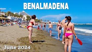 Benalmadena Beach Walk Malaga Costa del Sol Spain June 2024 4K