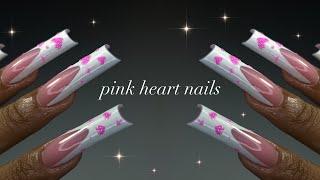 Pink Heart Valentine’s Day Nails Beginner-Friendly Nails