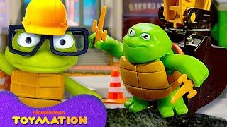 Baby Ninja Turtles REBUILD a Hole in the Ground   TMNT Toys  Toymation