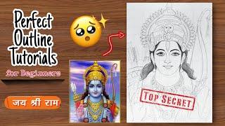 Easy Lord Shree Ram Drawing for beginners Part  1  Lord Shree Ram Outline Drawing Tutorial