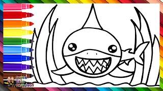 Draw and Color a Cute Shark  Drawings for Kids