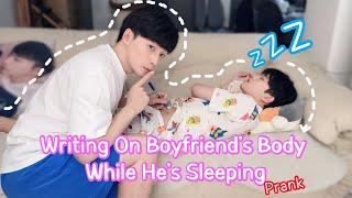 Writing On Cute Boyfriends Body While Hes Sleeping PrankCute VlogGay Couple Lucas&Kibo BL