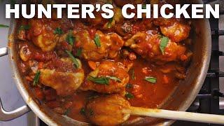 Chicken chasseur Frenchy chicken stew with tomatoes and butter