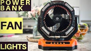 KITWLEMEN Battery-Operated Camping Fan - INSANE 40000 mAH