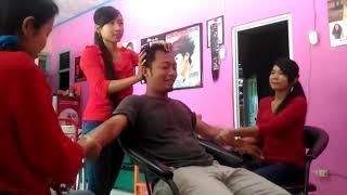 Hand Head Massage 3 Girls 1 Man Street Massage Indian ASMR