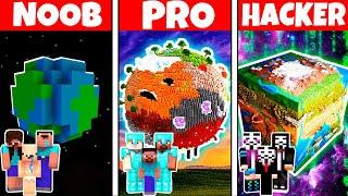 PLANET BASE HOUSE BUILD CHALLENGE - Minecraft Battle NOOB vs PRO vs HACKER  Animation