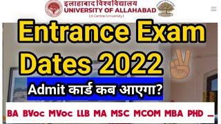 Allahabad University entrance exam date 2022  allahabad University admit card
