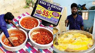 Hyderabads Cheapest Biryani  KAKA 55 BIRYANI  220 Plates Biryani Making  Chicken Dum Biryani