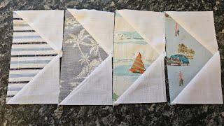 Hawaiian Shirt Quilt pt 2 cut Directional Fabric Flying Geese #quilting #patchwork #recycling