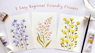 3 EASY beginner friendly watercolor flower doodles 2nd edition