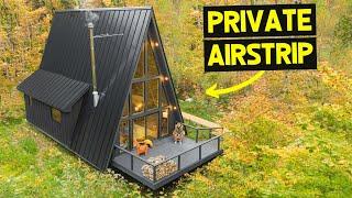 OFF-GRID A-FRAME CABIN w PRIVATE AIRSTRIP & PLANE Full Airbnb Tour