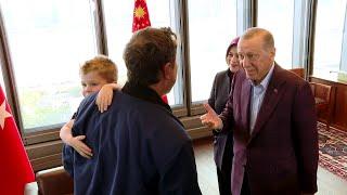 Moments that make you smile President Erdoğan gifted a ball to Elon Musks son AE A-XII