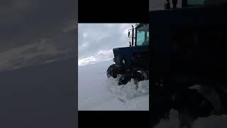 Tractor mtz82 rushing through the snowy off-road #agriculture #tractor #farming