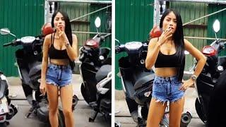 Pattaya Bar Girl Smoking Cigarette