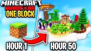 I Survived 50 Hours In ONE BLOCK SKYBLOCK In Minecraft Hardcore