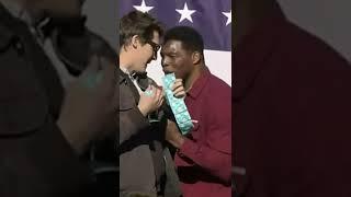 Comedian Jason Selvig tries to hand Herschel Walker condoms on stage after campaign event #shorts