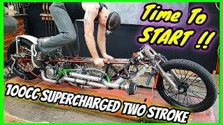 Time To Start Two Stroke SuperCharged  100cc Landspeed race motorcycle Bonneville Salt Flats