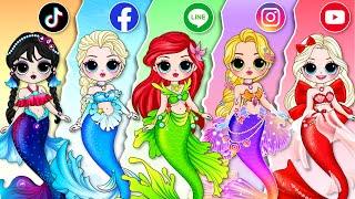 Disney Princess Wednesday & Barbie Get Social Media Fashion  DIY Paper Dolls Fashion
