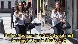 Bailee Madison in a Grey Sweatshirt Leaving a Gym in Studio City