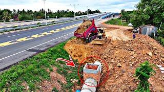 Full Video five ton Truck Stopped On ASEAN Road to fill sill with soil ciear With Road By Bulldozer