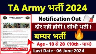 Territorial Army Vacancy 2024 ।। TA Army New Vacancy 2024 ।। TA Army Bharti 2024 Online Form Apply