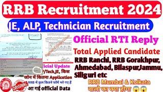 RRB JE Total Applied Candidates  RRB Zone Wise Data  RRB JE Official RTI ALP TECHNICIAN TOTAL FORM