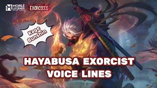 HAYABUSA EXORCIST Voice Lines And Quotes Mobile Legends dan Artinya