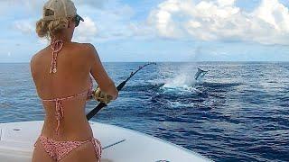 Fighting a +500 lb Blue Marlin for my BIRTHDAY Amazing JUMPS