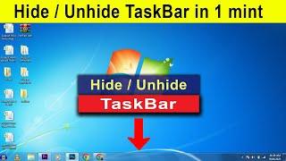 How To Hide  Unhide Taskbar In Windows 7  PC  Laptop  Taskbar hide or unhide