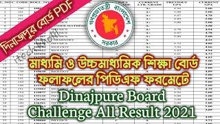 Dinajpur board challenge result PDF  hsc board challenge result 2021 hsc board challenge 2022