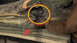 WE FIND SOMETHING INSIDE THE WOOD  THE CONTENT IS VERY SHOCKING  SAWMILL..