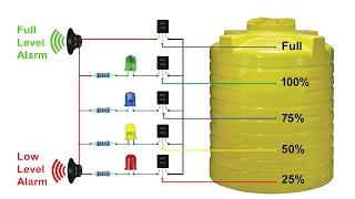 Low Level and Full Level Alarm with Level Indicator Using BC547 Full Tank Alarm