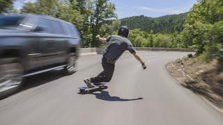 Longboarding - Passing Cars Down Epic Mountain Road