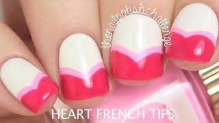 Easy Valentines Day Nail Art Heart Shaped French Tips