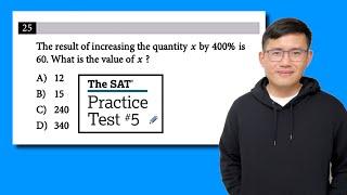 The result of increasing the quantity x by 400% is 60. What is the value of x? SAT math percentage