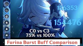 75% vs 100% dmg buff  Furina C2 vs C3  Comparison and Showcase  Genshin Impact