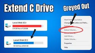 Extend C Drive Without Deleting Partition FIX Extent Volume Greyed Out 2024