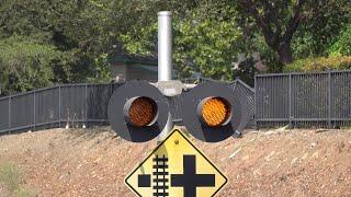Yellow Flasher Advance Warning Signals At Railroad Crossings