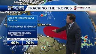 Tracking two areas for tropical development