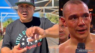 ROBERT GARCIA HEATED REACTION OVER TIM TSZYU VS FUNDORA CUT THE TRAINER SHOULDVE STOPPED IT”