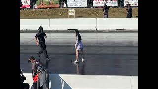 Girl Gets Foot Stuck on Drag Strip Track Before Race
